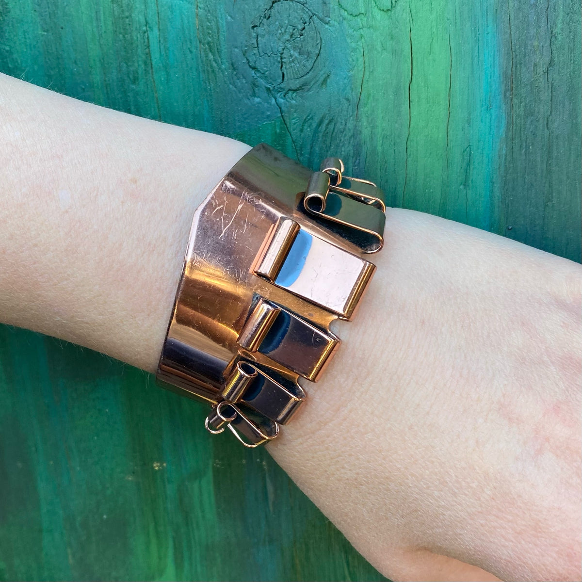 "Merlin" Copper Cuff Bracelet Signed by Renoir