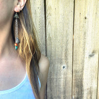 Antique Chinese Silver & Bead Earrings