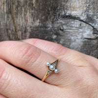 Delicate Diamond & Pearl c. 1900 Ring