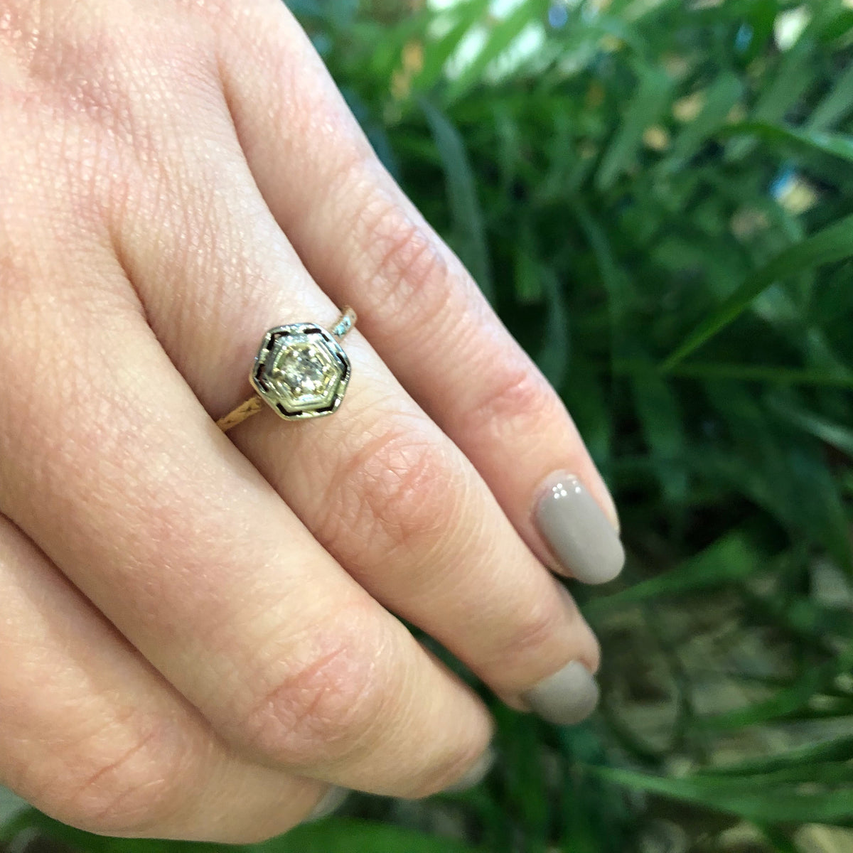 1920's Yellow Gold Filigree Diamond Engagement Ring