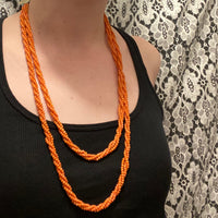 Fabulously Long Natural Coral Triple Twist Necklace