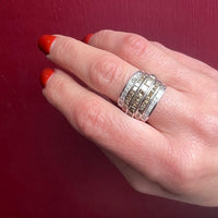 White & Fancy Brown Princess Cut Tiered Band