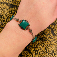 Marcasite Art Deco Chrysoprase Bracelet