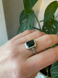 Beveled Bloodstone Art Deco Filigree Ring