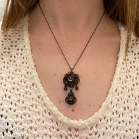 Early 1800s Gem Set Silver Filigree Austro-Hungarian Pendant