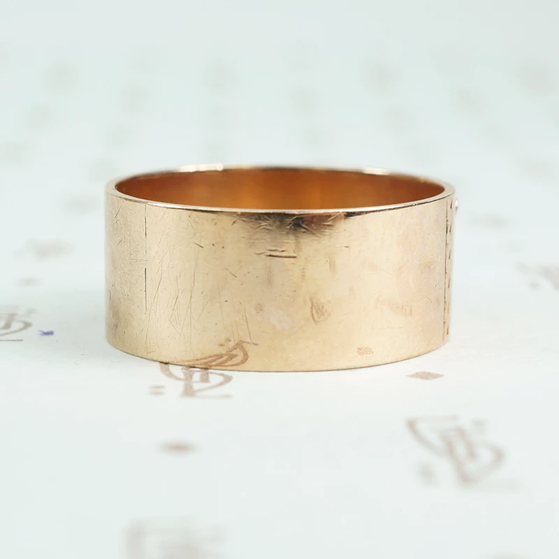 1896 date ring cigar band style with rose gold applied numbers back of band