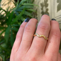 Recycled Yellow Gold Diamond Set Wave Band