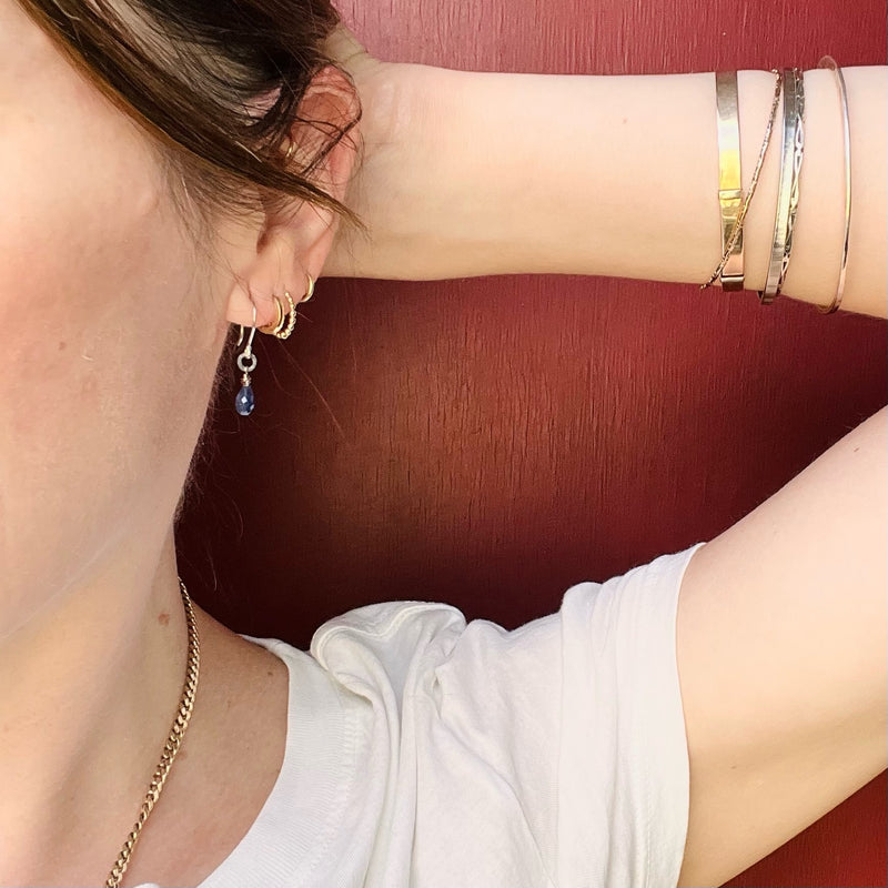 Petite Sapphire & White Gold Drop Earrings by brunet