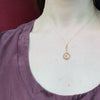 Gold Lavalier Pendant with Diamond & Pearl Halo