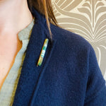 Green & White Banded Agate Victorian Bar Pin