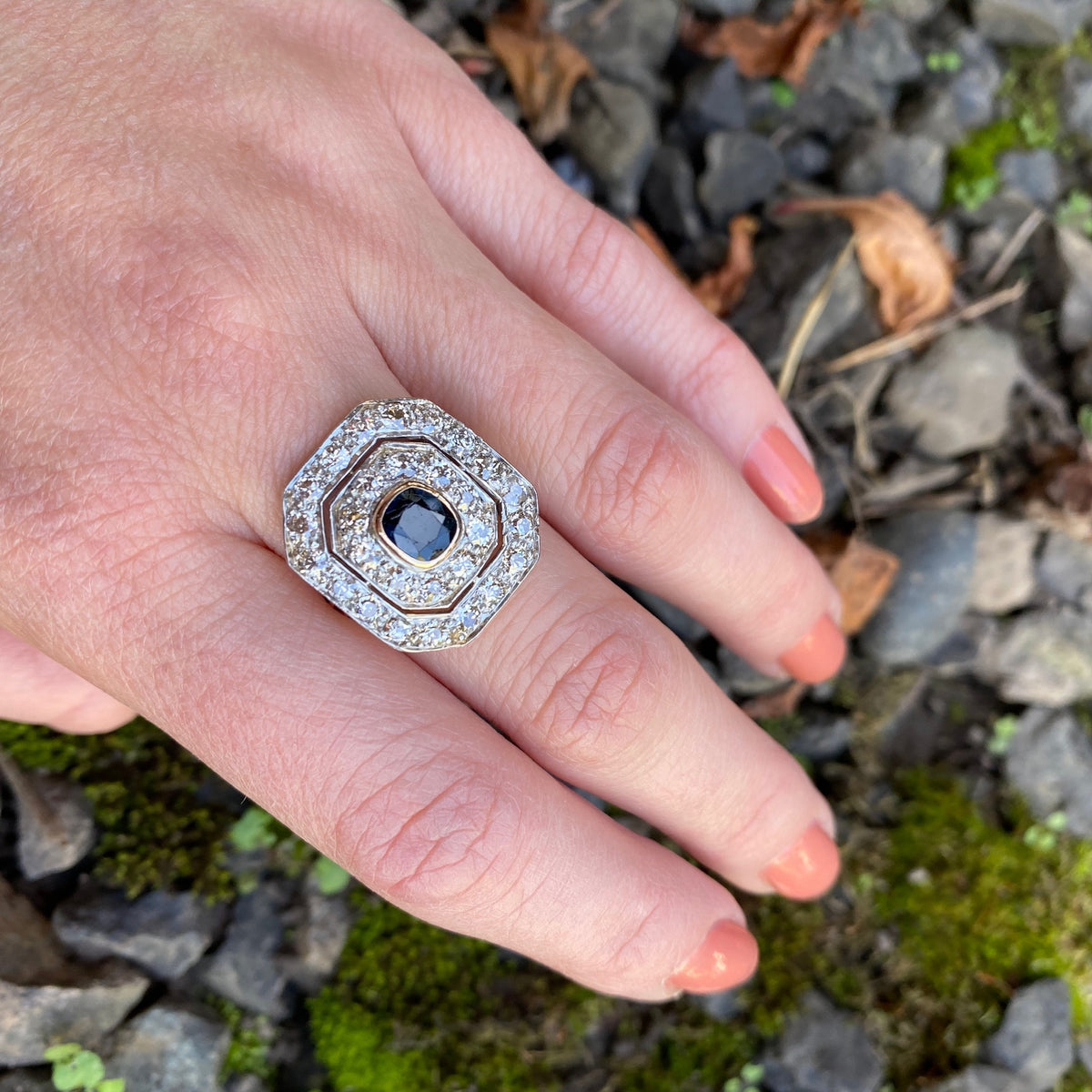 Breathtaking Antique Double Halo Sapphire Ring