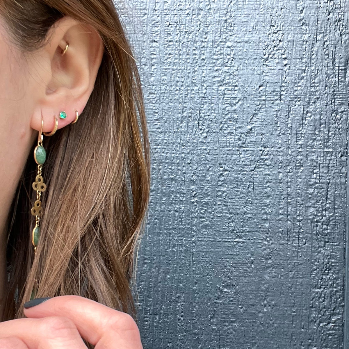 Fresh Green Emerald Stud Earrings