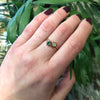 Antique Crossover Ring with Old Mine Diamond and Emerald