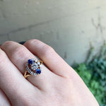 Midcentury Diamond and Sapphire Statement Ring