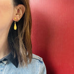 Buttery Yellow Jade & Gold Pendant Earrings