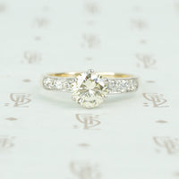 2 tone platinum and yellow gold vintage diamond engagement ring