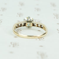 2 tone platinum and yellow gold vintage diamond engagement ring back view