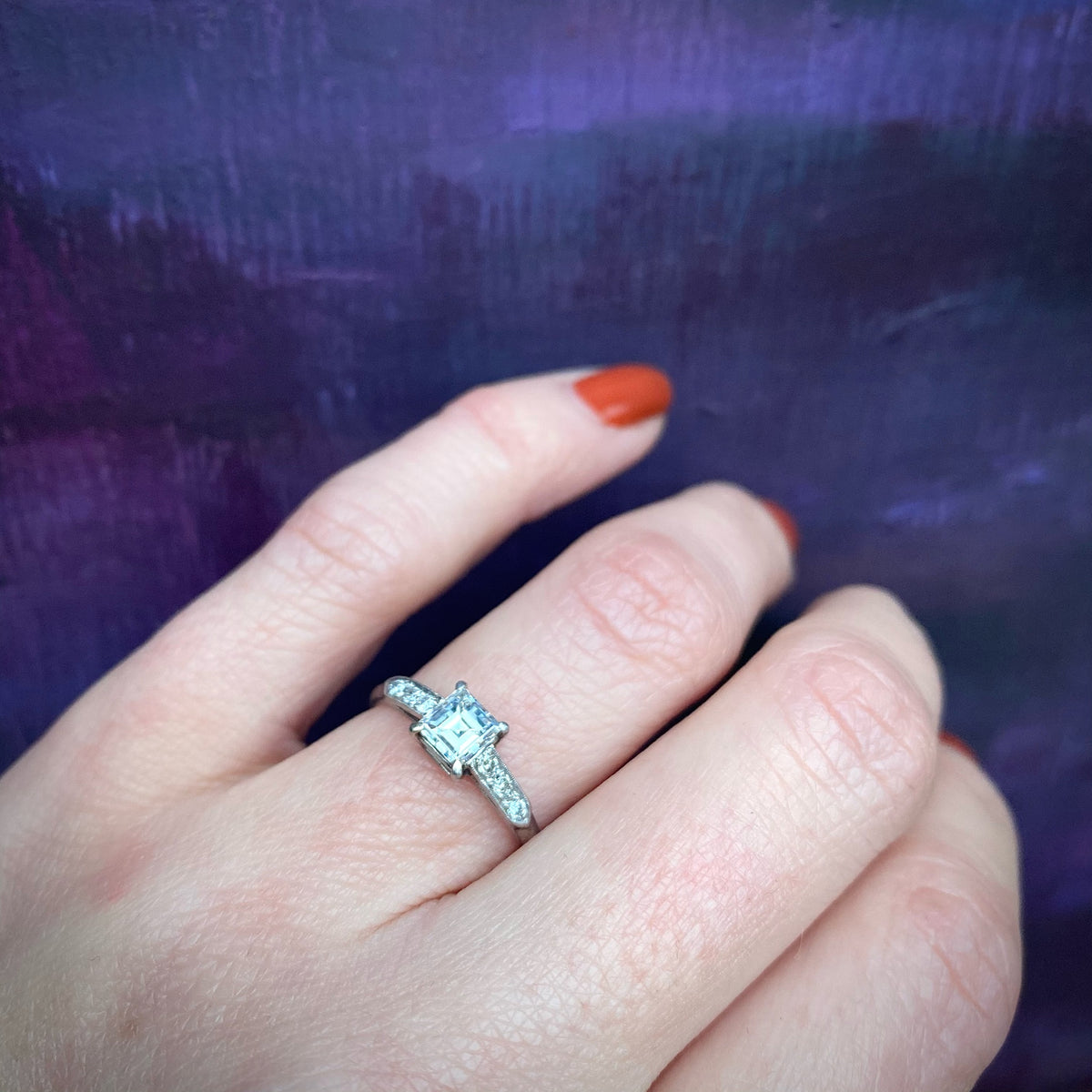 Shimmering Square Cut Beauty Diamond Engagement Ring