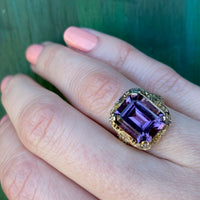 Regal Amethyst in Gold Filigree Ring