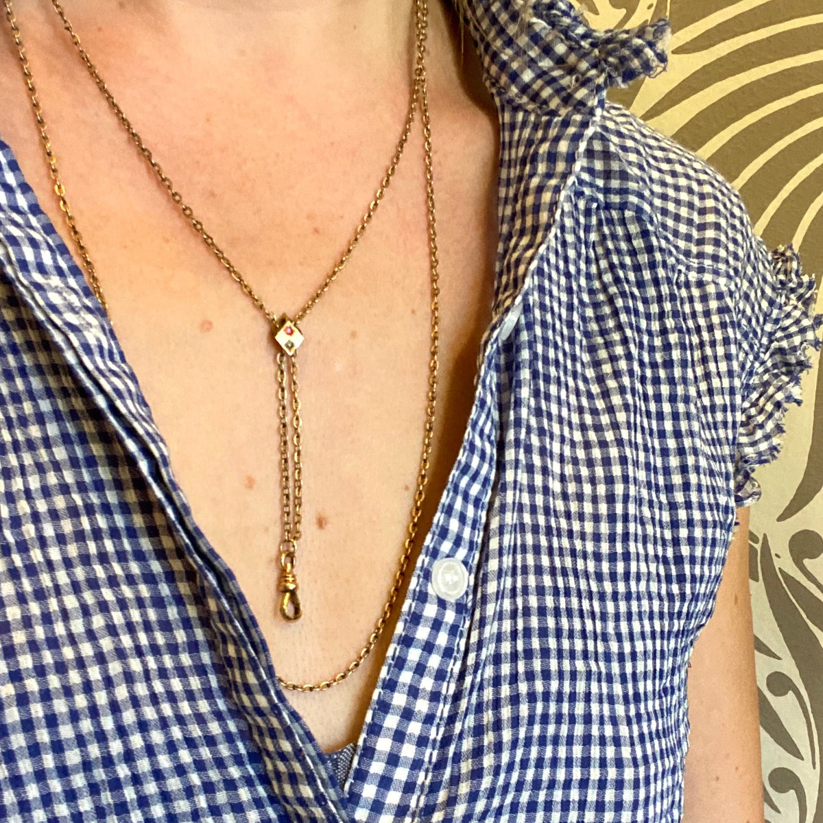 Garnet & Pearl Victorian Slide Chain