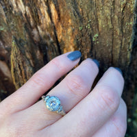 White Gold Filigree Rose Cut Diamond Ring