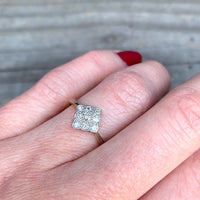 Scalloped Square Diamond Ring