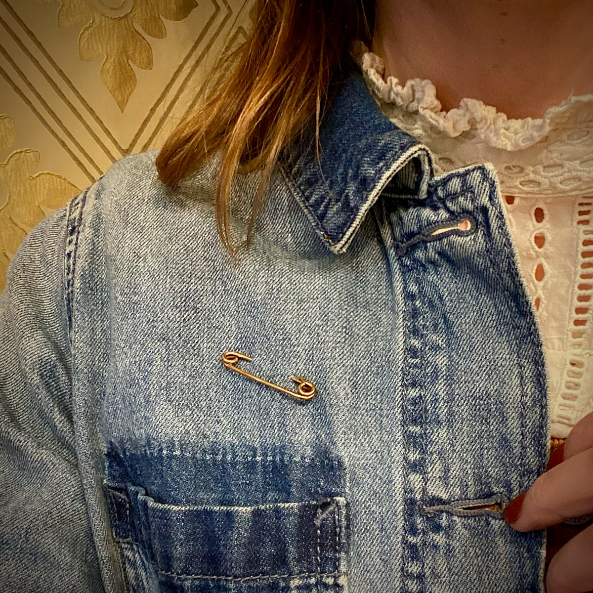 Tough Glamour Vintage Gold Safety Pin