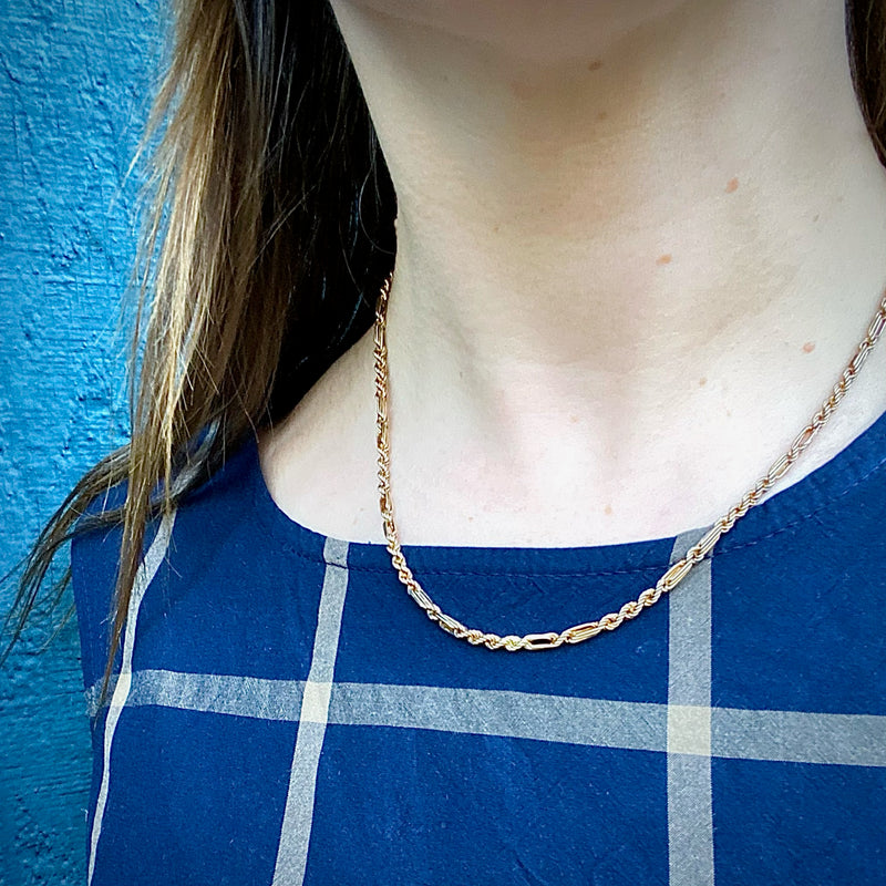 Vintage Fancy 14k Gold Rope Chain