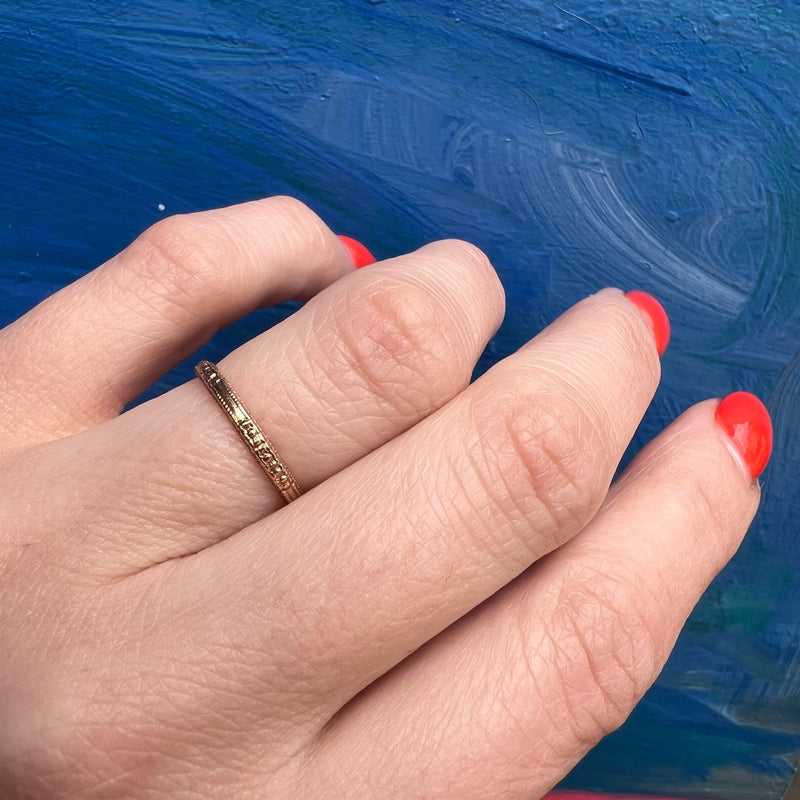 Floral Engraved Rose Gold Wedding Band