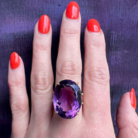 Big Bold Amethyst in Airy Gold Ring