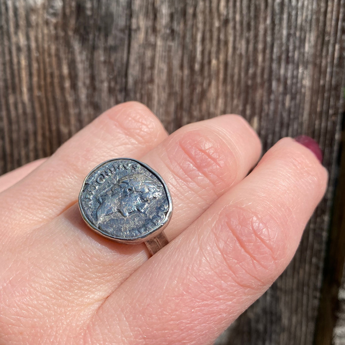 Roman Coin in Handmade Silver Ring
