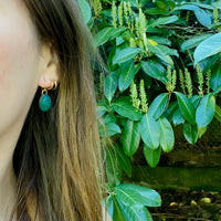 Brilliant Green Chrysoprase Scarab Earrings