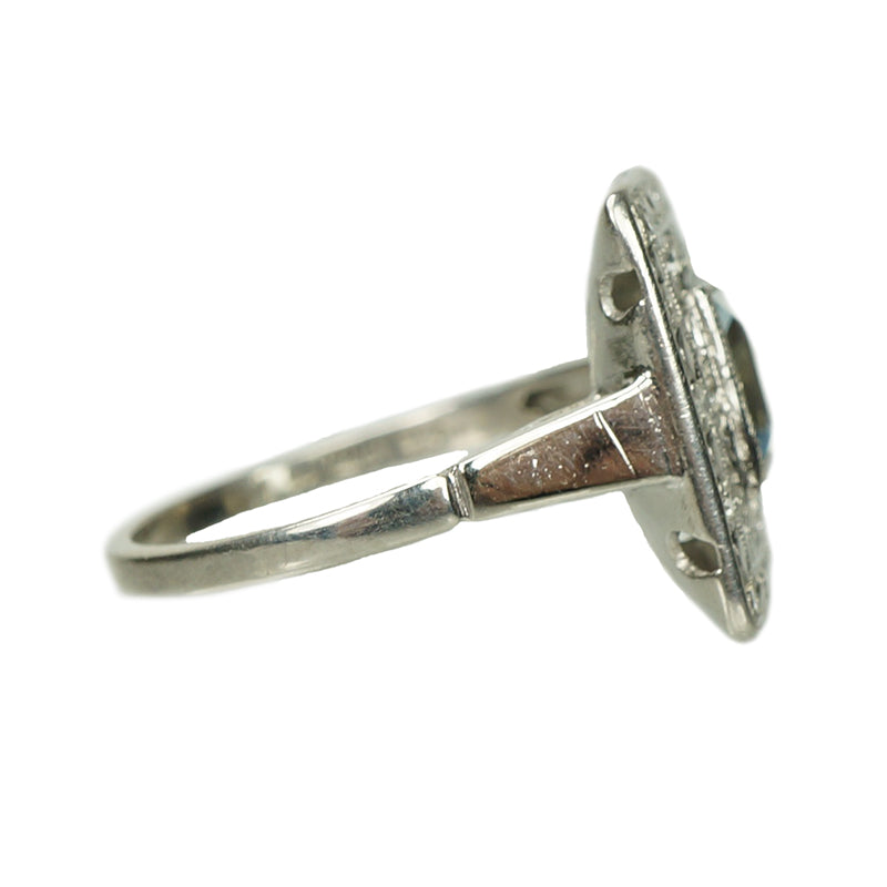Beautiful Square Aquamarine Art Deco Ring