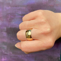 Wide Half Round Vintage Gold Wedding Band