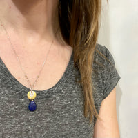 Deep Blue Lapis Necklace in Silver & Brass by Brin