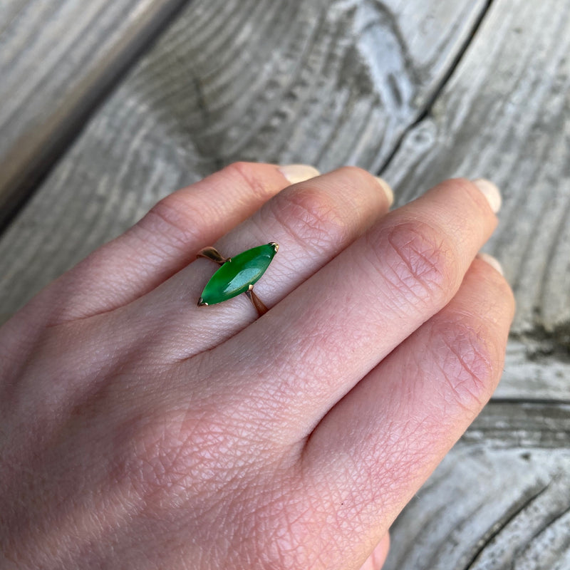 Brilliant Green Jade in Rose Gold Ring