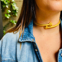 Fabulous Vintage Gold Tone Woven Torque