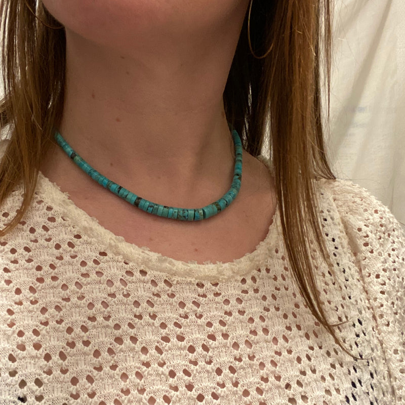 Vintage Turquoise Heishi Bead Necklace