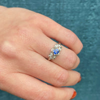 Sapphire & Diamond in Platinum Deco Ring