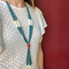 Superb Turquoise & Shell Heishi Bead Necklace with Jaclas