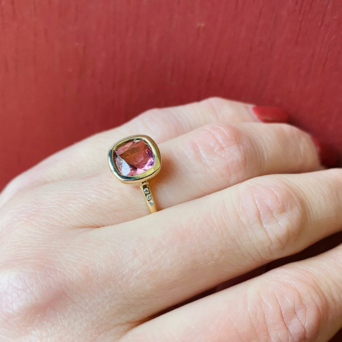 Cushion Cut Vintage Pink Tourmaline Ring by 720