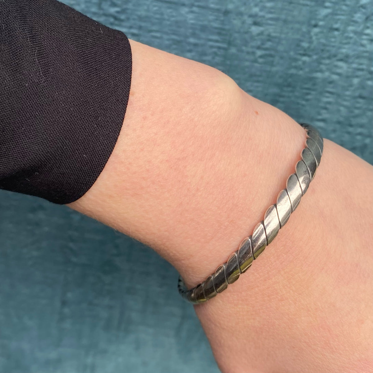 Heavy Twist Sterling Silver Bangle Bracelet