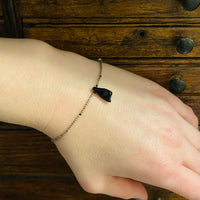 Tiny Silver Bead Bracelet with Glass Hand by Ancient Influences
