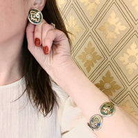 Vivacious Inlay in Mixed Metal Bracelet & Earring Set