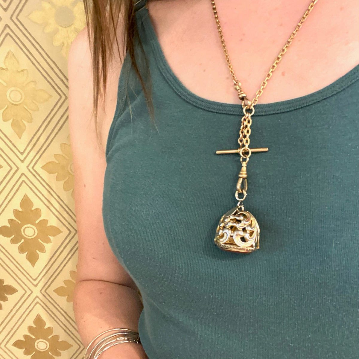 Fancy Curb Link T-Bar and Hook Necklace by AI