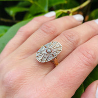 Diamond Spangled 18ct & Platinum Oval Ring