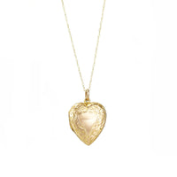 Antique Hand Engraved Heart Locket - Gem Set Love