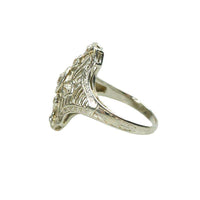 Vintage Deco Filigree Ring with Mine Cut Diamonds
