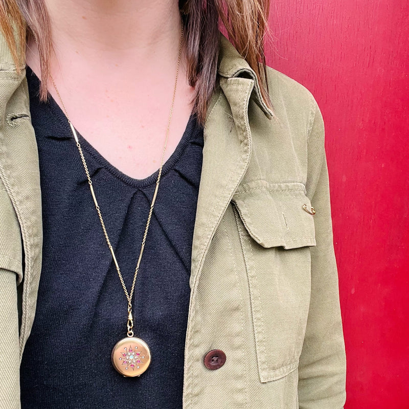 Gem Studded Starry Flower Locket
