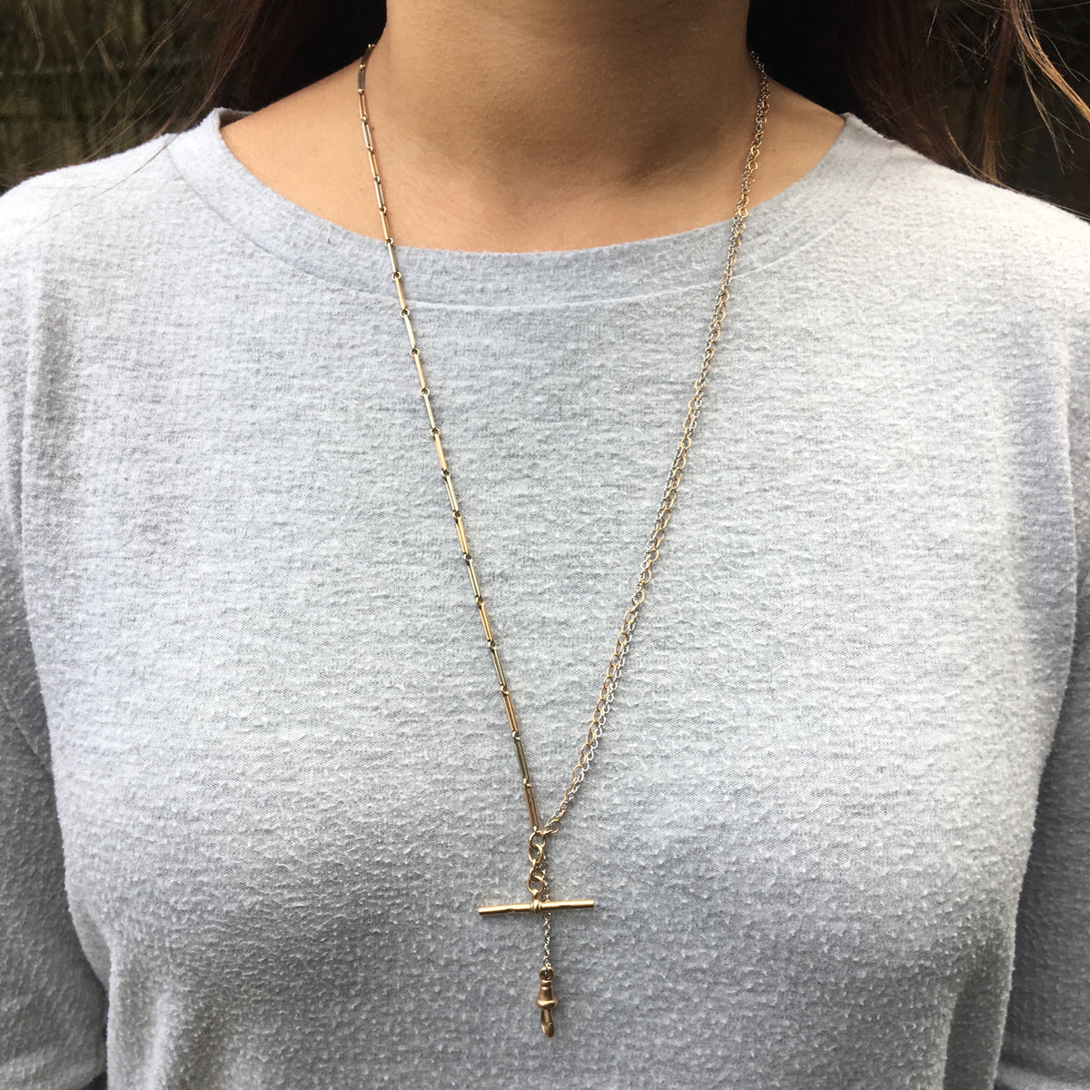 Rose and White Gold Watch Hook Necklace from the Married Chains Collection